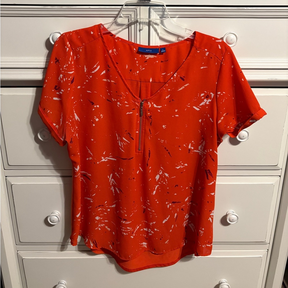 Apt. 9 Vivid Red Abstract Blouse